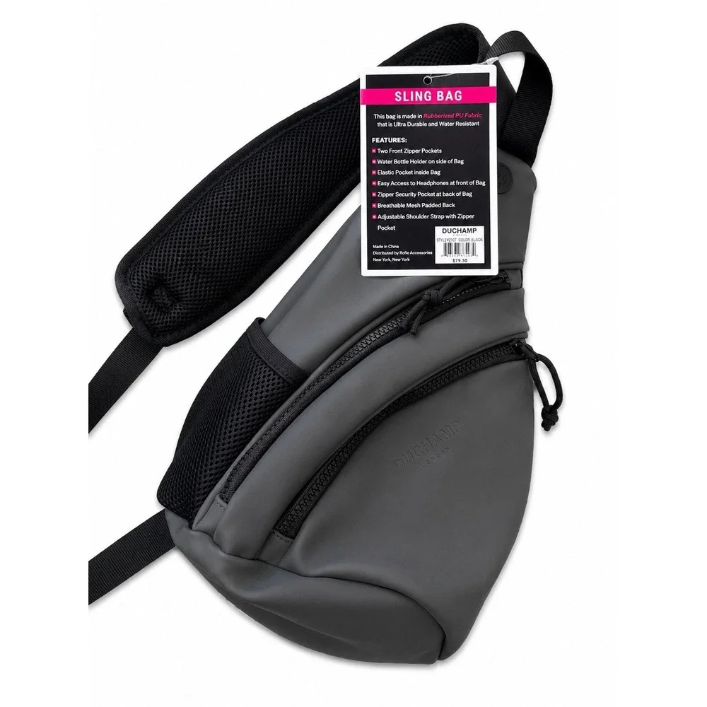 Duchamp London Sling Bag Charcoal Gray NWT Water Resistant Crossbody $79.50
